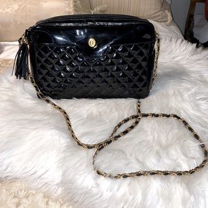 Vintage Ganson Black Patent Quilted Handbag